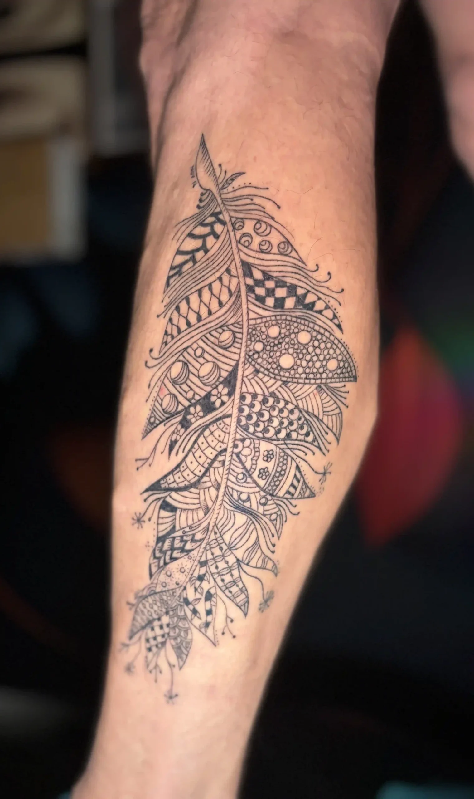 tatouage cicatrisé plume mandala reproduction œuvre personnelle