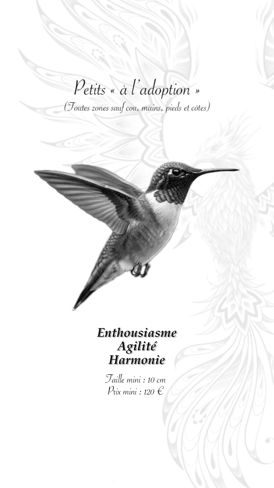 tatouage flash colibri micro réaliste noir et gris la griffe