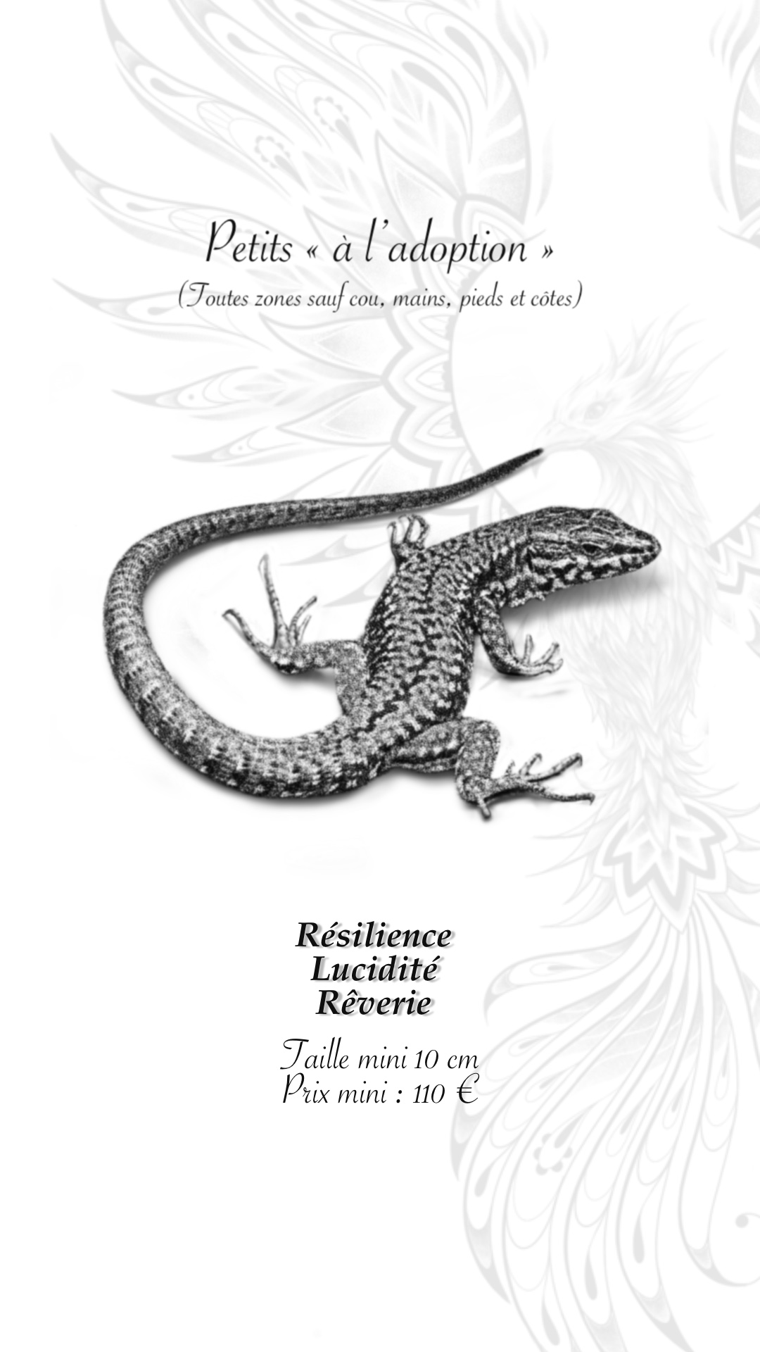 tatouage flash lézard réaliste noir et gris